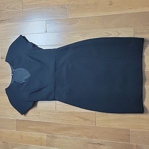 Black Halo Black Textured Cap-Sleeve Mini Dress